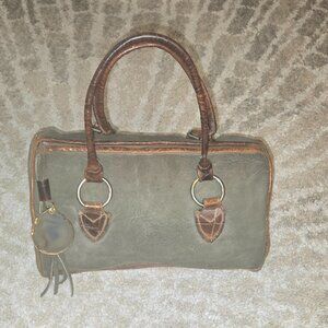 Marco Avane Vintage Green Suede and Leather Barrel Bag